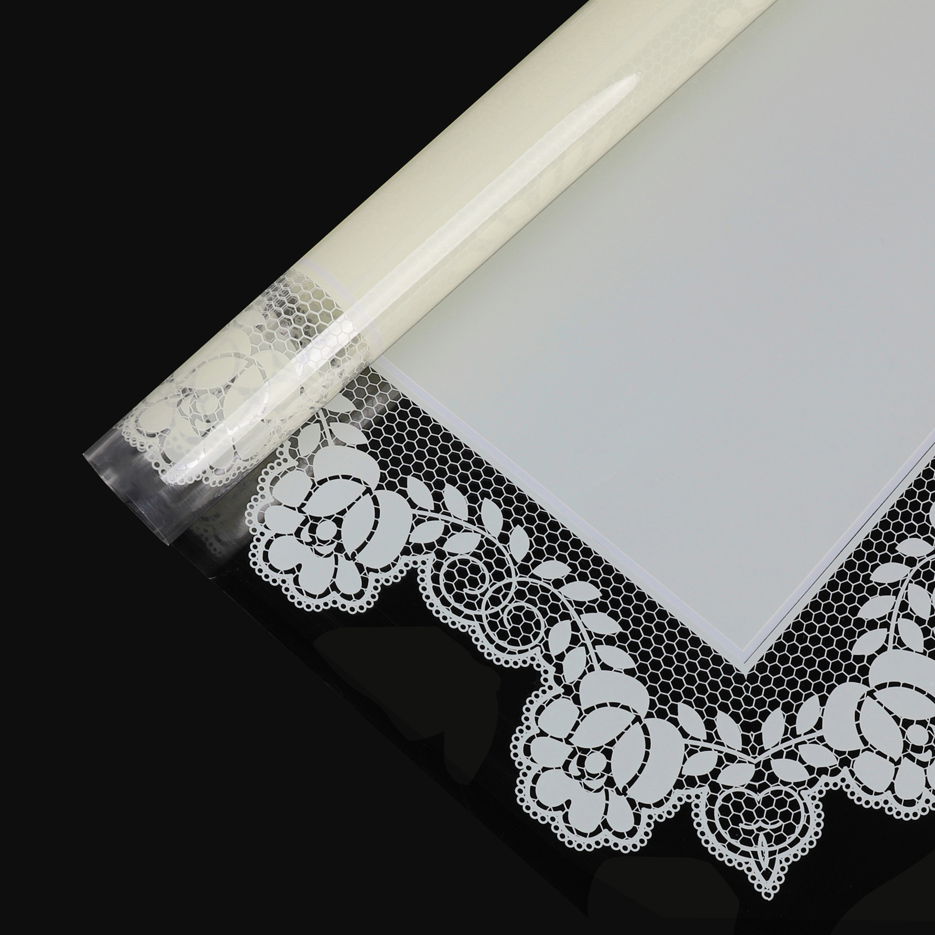 Fábrica directa encaje transparente impermeable regalo papel de embalaje creativo diy flor flor floral papel de impresión de vidrio