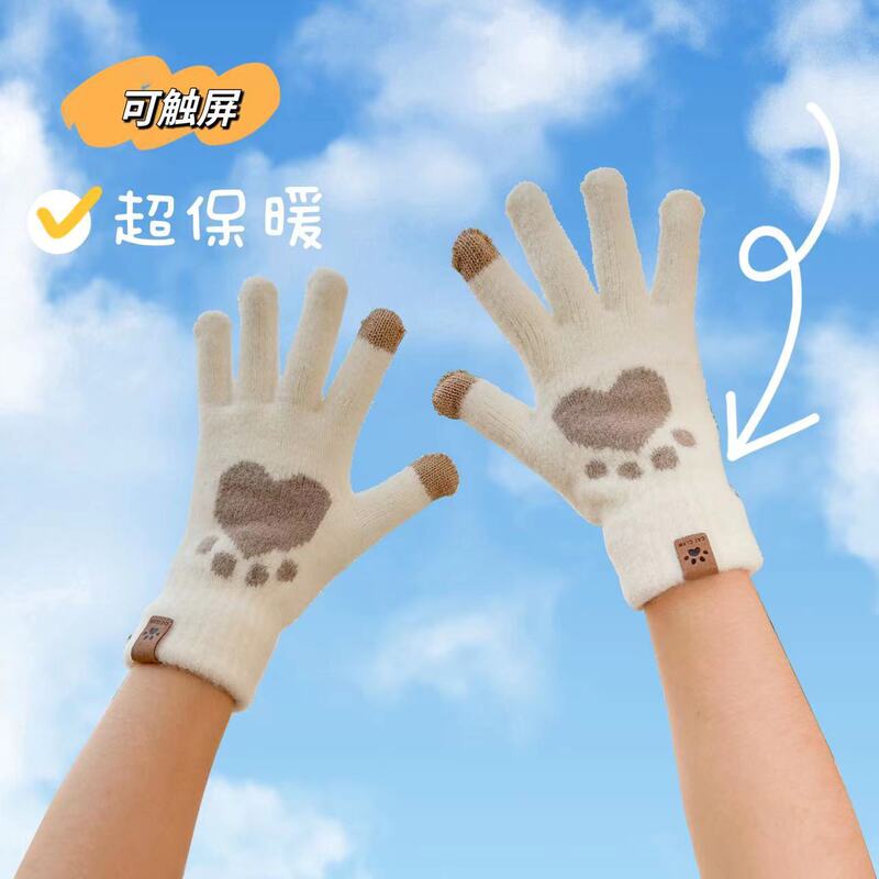 サイクリング用タッチグローブ、アウトドア用分割指ぬいぐるみ、冬用ニット、男女同型、猫爪車ロゴ、越境OEM|undefined