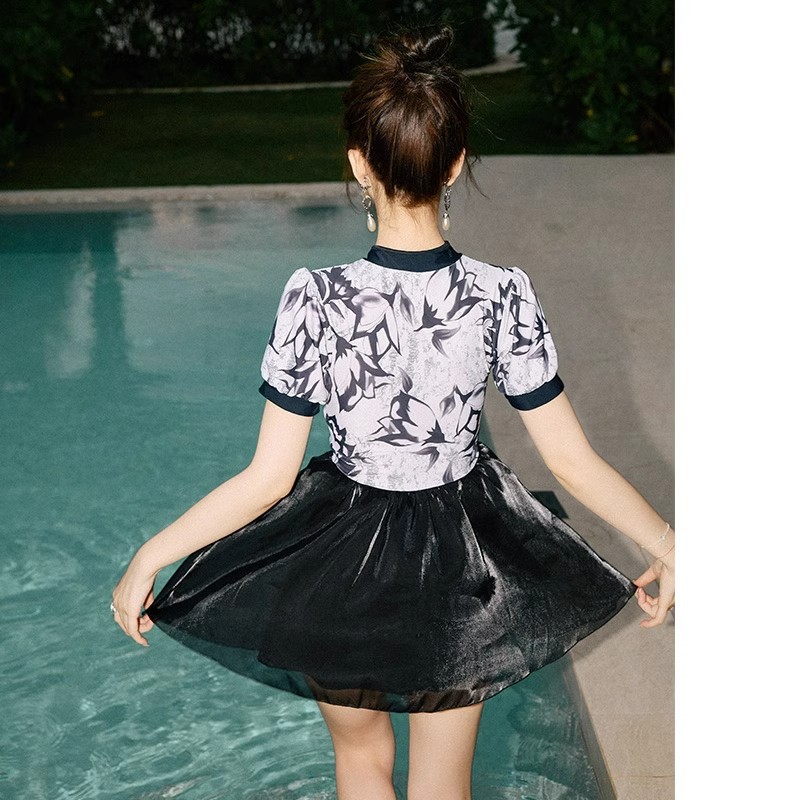 Trajes de baño de una sola mujer retro vestido de té temperamento cintura reducida delgada costura conservadora primer amor chino cheongsam trajes de baño de moda