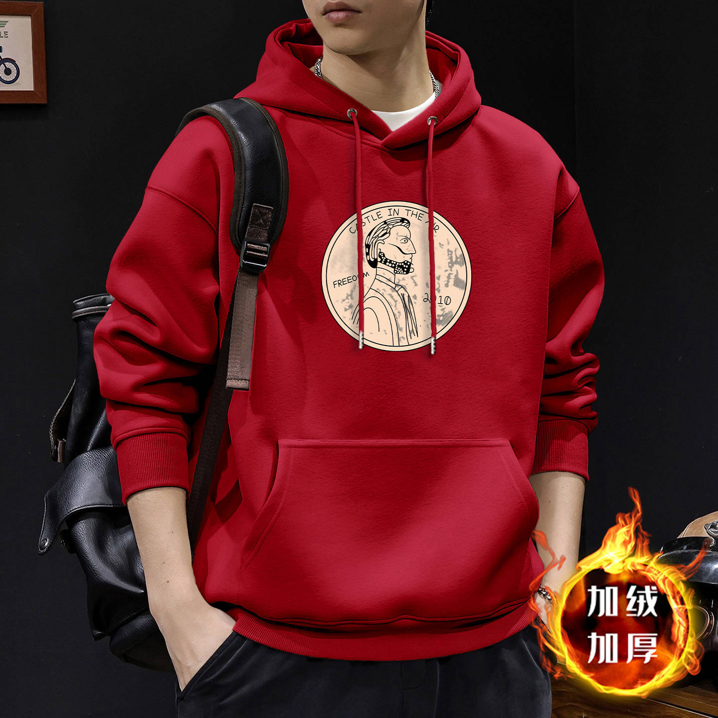 Chaqueta con capuz de moda masculina primavera y otoño nuevo tipo suelto simple pareja con chaqueta de lana de hombre