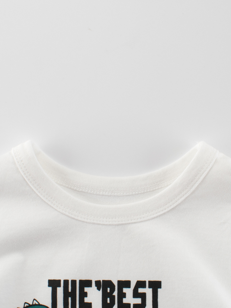 27kids verano nueva ropa para niños camiseta de manga corta versión coreana de dibujos animados para niños dinosaurio ropa para niños