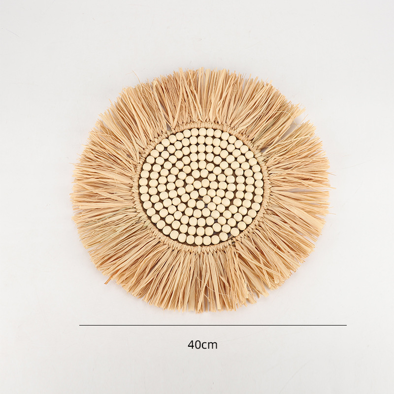 Espejo de maquillaje de hierba de estilo nórdico transfronterizo, espejo decorativo tejido a mano, espejo de fondo de vivienda creativo, pared de pared de hogar