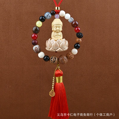 Pendant, Multi-Treasure Buddha Beads, 18-Seed | Car hanging - eighteen-son-little-buddha-red