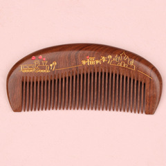 Premium ebony wood comb with happiness train gold-painted pattern gift engraved logo, Jingxian manufacturer wholesale