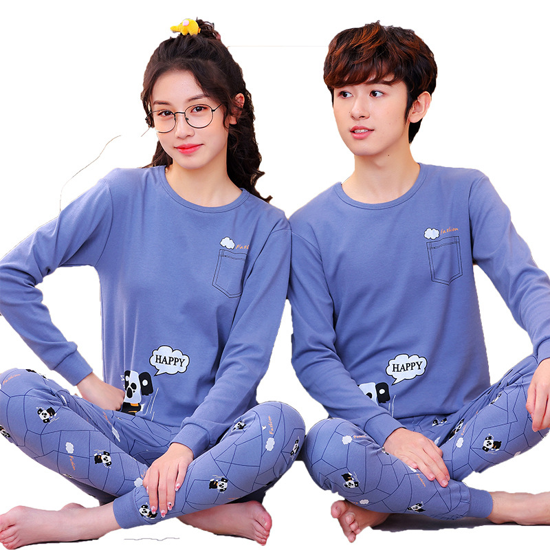 Otoño y invierno juveniles ropa interior set de niños de algodón puro dibujos animados abrigos de otoño pantalones de otoño estudiantes de secundaria ropa de hogar caliente pijamas
