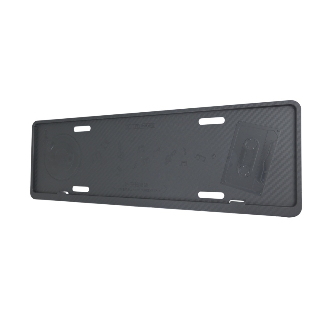 New energy plastic embossed license plate frame, music-themed carbon fiber pattern, green and blue license plate frame, car license plate holder