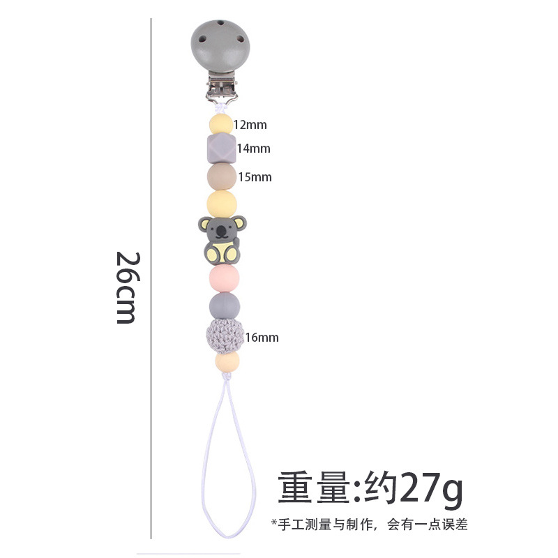 Productos para bebés y niños clip de tetina de madera 3D dibujos animados animales perlas de silicona DIY calmar bebés tetina cadena anti-caída cadena