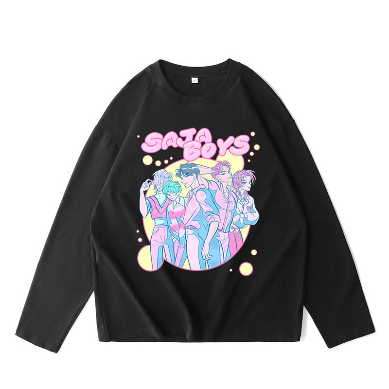 K-Pop Anime Cartoon Peripheral Printing Trendy Long-Sleeved T-Shirt Export Casual Bottoming Shirt Tops for Men and Women