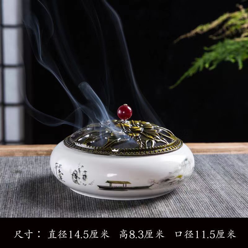 Direct Manufacturer Sale White Porcelain Glazed Sandalwood Incense Burner Large Incense Burner Aromatherapy Incense Burner Agarwood Mosquito Incense Plate Stand Mosquito Incense Burner