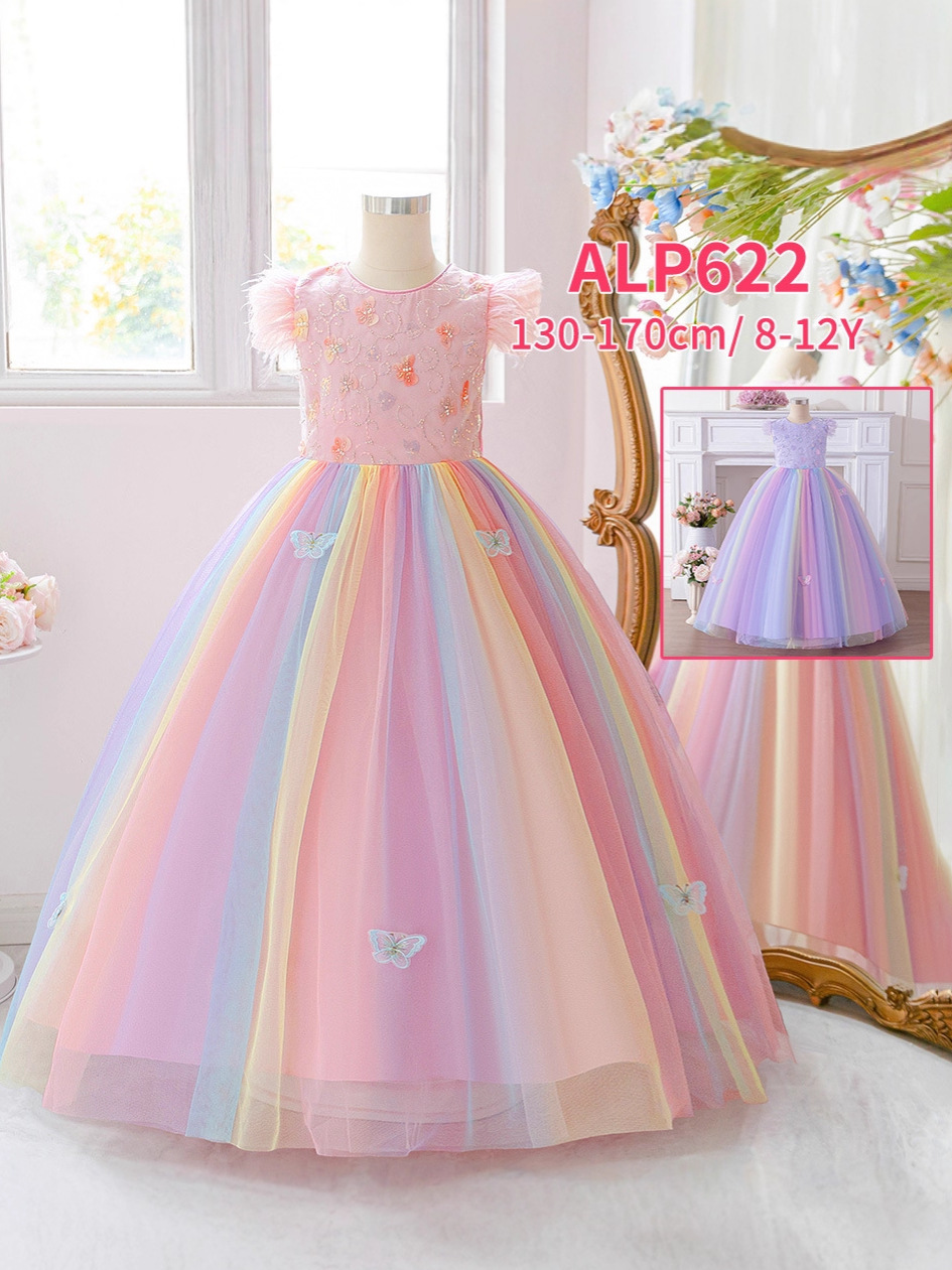 Vestido de malla de color vestido de princesa bordado vestido de cuentas vestido de piano de niña vestido de piano de niños