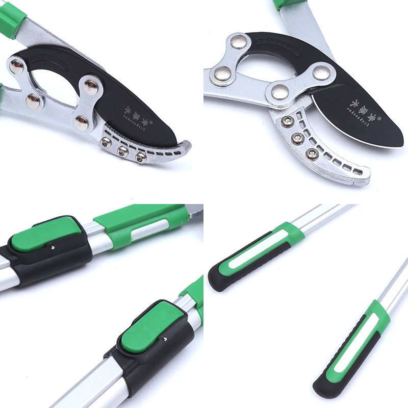 Tijeras de madera de vid verde, herramientas de jardín, fabricantes de tijeras de madera gruesa que ahorran mano de obra, tijeras fuertes puntuales, tijeras fuertes telescópicas de aleación de aluminio