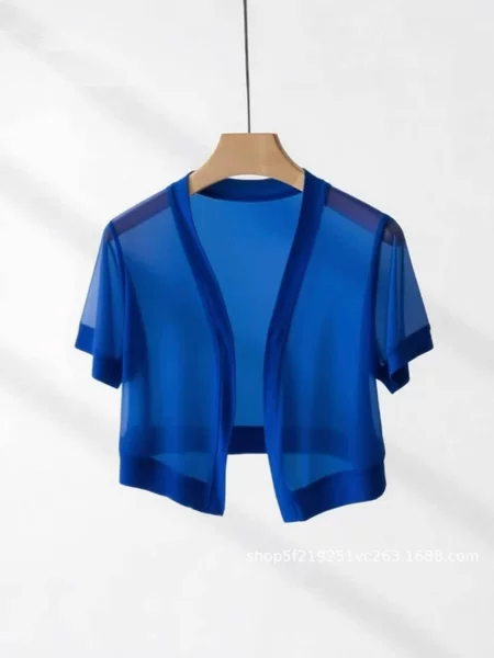 Tops with Skirts, Soft and Breathable Mesh Cardigan Blouses, Short Summer Versatile Large Size Small Jackets, Thin Small