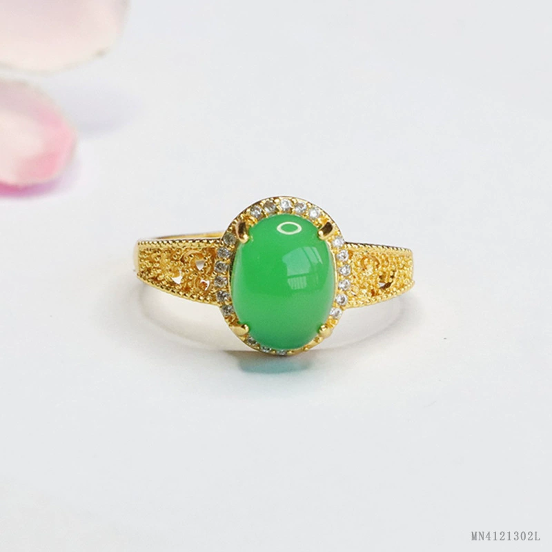 Кольцо из натурального агата Гуань Ю, императорский зеленый халцедон, ювелирное изделие в придворном стиле, оптом S4121302L