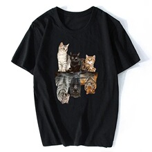 �羳ŷ��Casu'PrintshirtCatReflectionsSummerWomenT-TNew-shirt