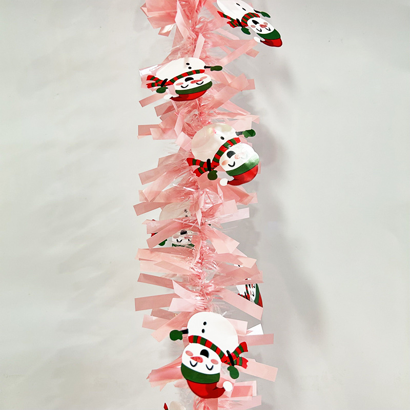 2 metros arreglo de decoración de muñeco de nieve de Navidad tiras de lana coloridas decoración de árbol de Navidad calcetines de Navidad macarrón tiras coloridas