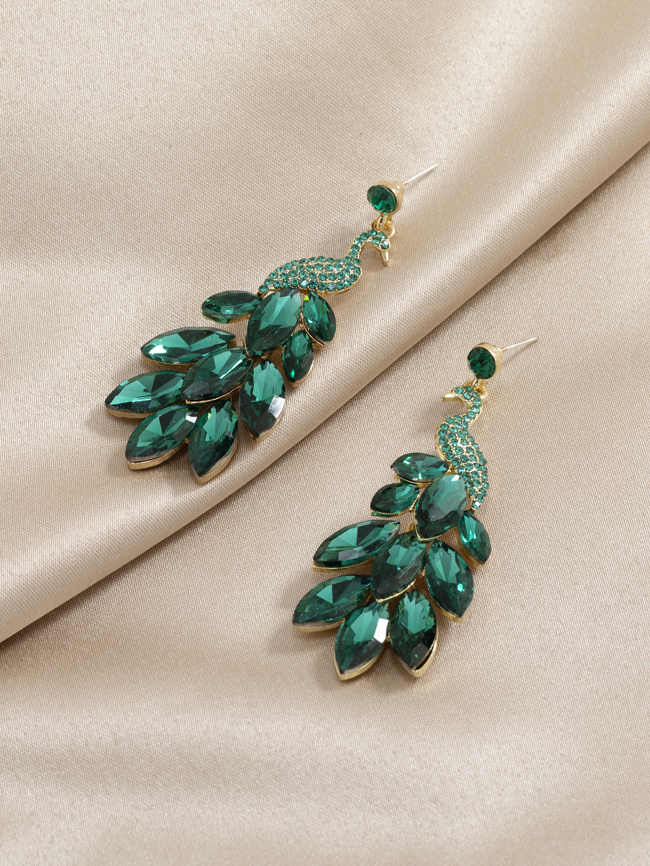 Banquet Occasion Alloy Material 1 Pair Fashion Peacock Inlay Alloy Artificial Gemstones Drop Earrings