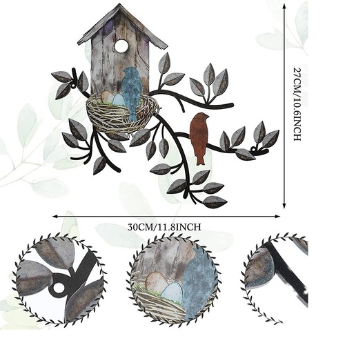 Cross-border metal birdhouse wall decoration colorful iron mural wall birdhouse wall hanging living room decorative art wall