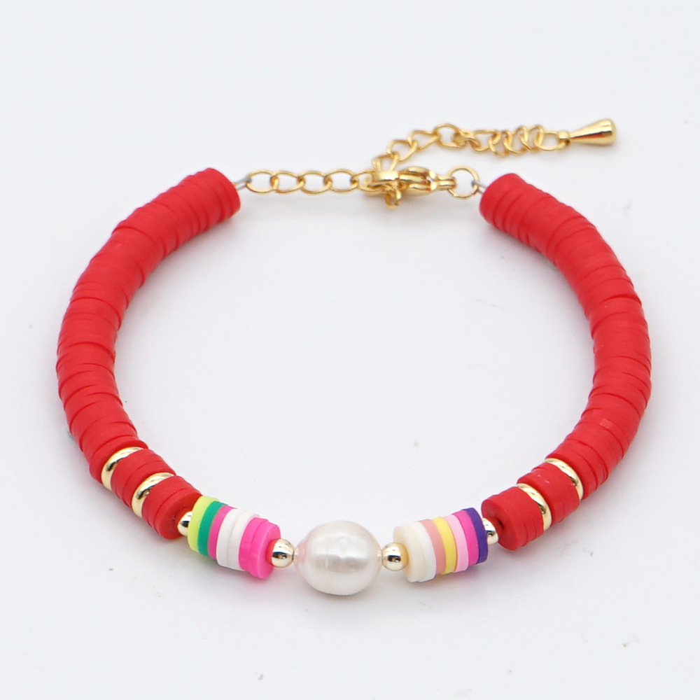 Color Block Fashion No Inlaid Soft Clay Bracelets Wholesale display picture 4