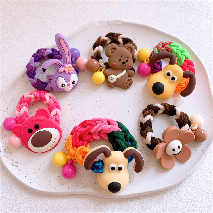 兒童可愛卡通公仔發圈彩色編織發繩女孩扎頭髮皮筋不傷發頭繩髮飾