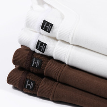 500g美式重磅卫衣男秋冬加绒加厚纯色套头衫保暖圆领打底衫男女款