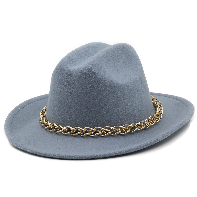 chain accessories cowboy hats fall and winter woolen jazz hats outdoor knight hatspicture4