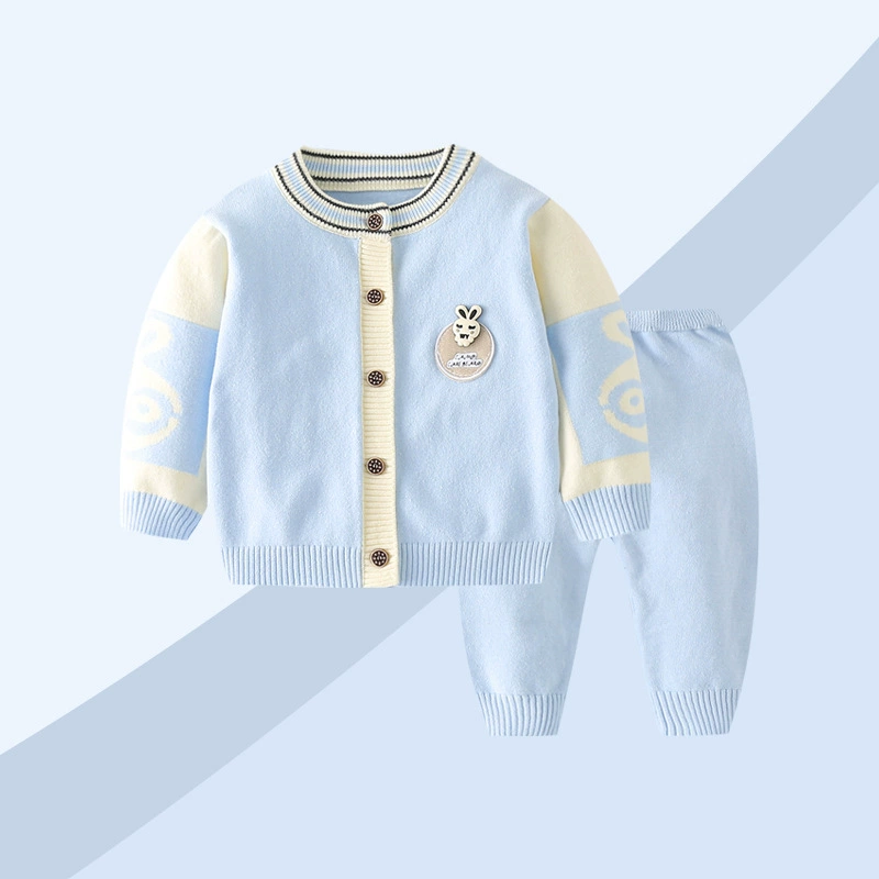 Children's autumn knitted sweater, cardigan, set, thermal underwear for early age, jacket, western style