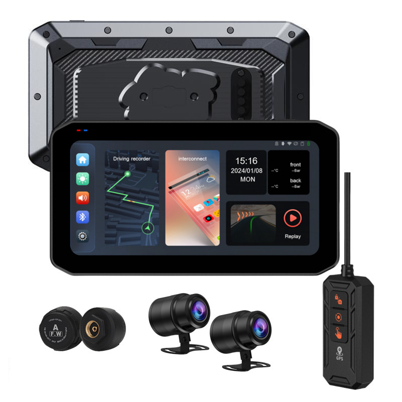 Carplay motorcycle driving recorder screen projection navigation interconnect waterproof and anti-shake tire pressure high definition GPS navigation 5
