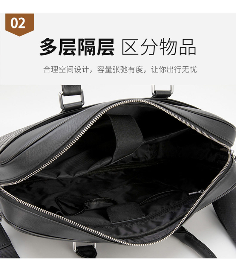 Túi xách tay nam da bò lớp đầu vân cá sấu, đeo chéo dung tích lớn 39×7×29 cm — màu đen chi tiết 7
