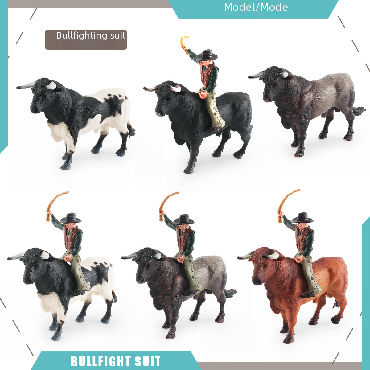Cross-border simulation Spanish bullfighting set model wild North African bull tamer knight decorative ornament toy