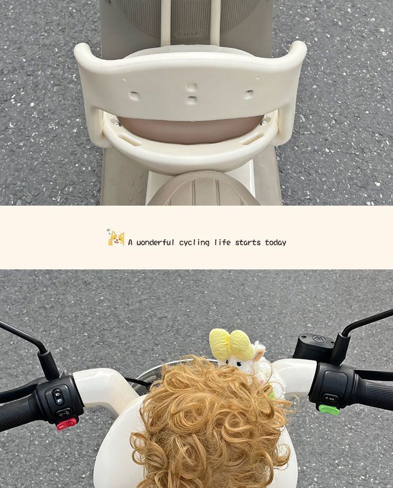 Electric scooter head protection pad, a creative and practical solution to prevent bumps and collisions for children during rides; includes a soft headrest and a rear waist support cushion