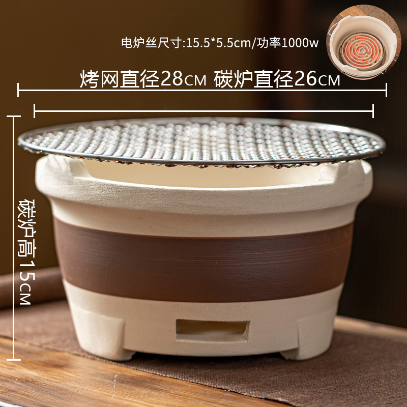 Modelo eléctrico de carbón de doble uso enchufable: estufa de carbón extra grande + parrilla para asar.
