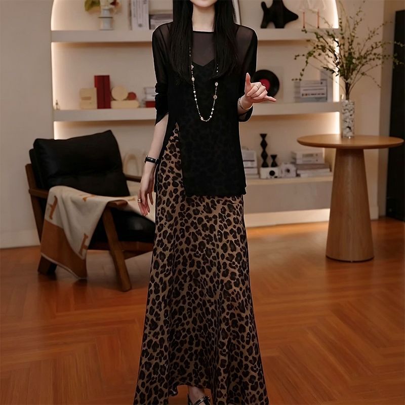 French-Style Light Mature Fashion Goddess Style Outfit 2026 Summer New Sun Protection Cover-Up + Leopard Print Dress French-Style Light Mature Fashion Goddess Style Outfit 2026 Summer New Sun Protection Cover-Up + Leopard Print Dress