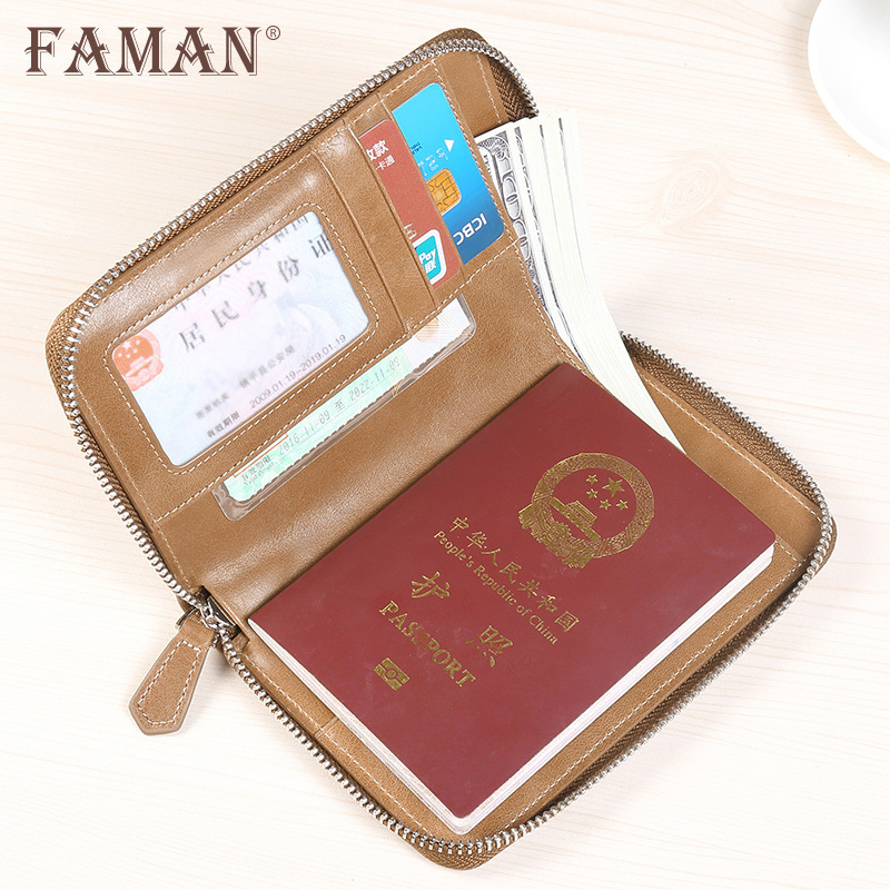 Pasaporte de Faman, pasaporte, pasaporte de viaje al extranjero, bolso de tarjeta de cuero multifuncional, bolso de almacenamiento de licencia de conducir