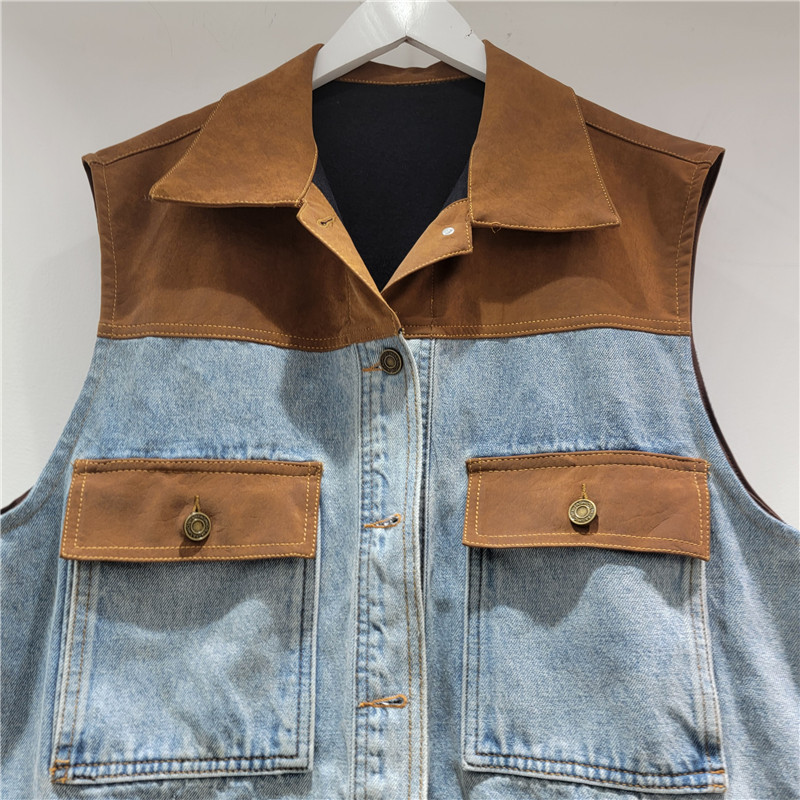 2025 otoño y invierno nueva moda de mujer casual versátil de color combinado de diamantes calientes fluidos mujeres sueltas delgadas chalecos de moda image 3