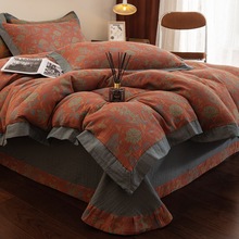 A类双层纱纯棉四件套 复古轻奢双层纱床上四件套全棉双层纱四件套