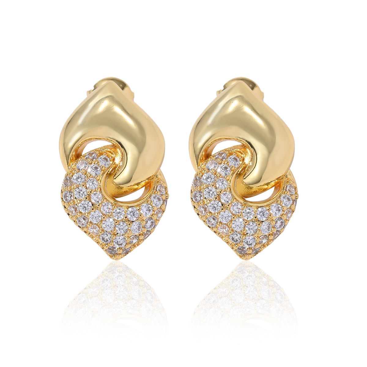 Holiday, Daily Occasion 1 Pair Simple Style Heart Shape Plating Copper Ear Studs