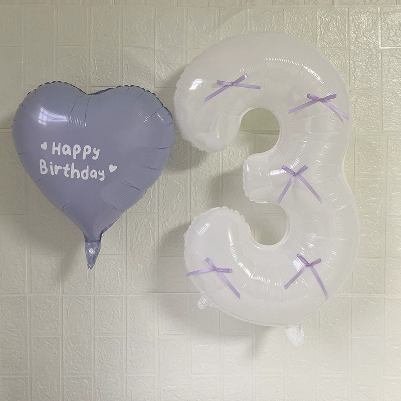 Ins фиолетовый лук белый алюминиевая пленка цифровой воздушный шар вечеринка по случаю дня рождения балет стиль детский день рождения воздушный шар