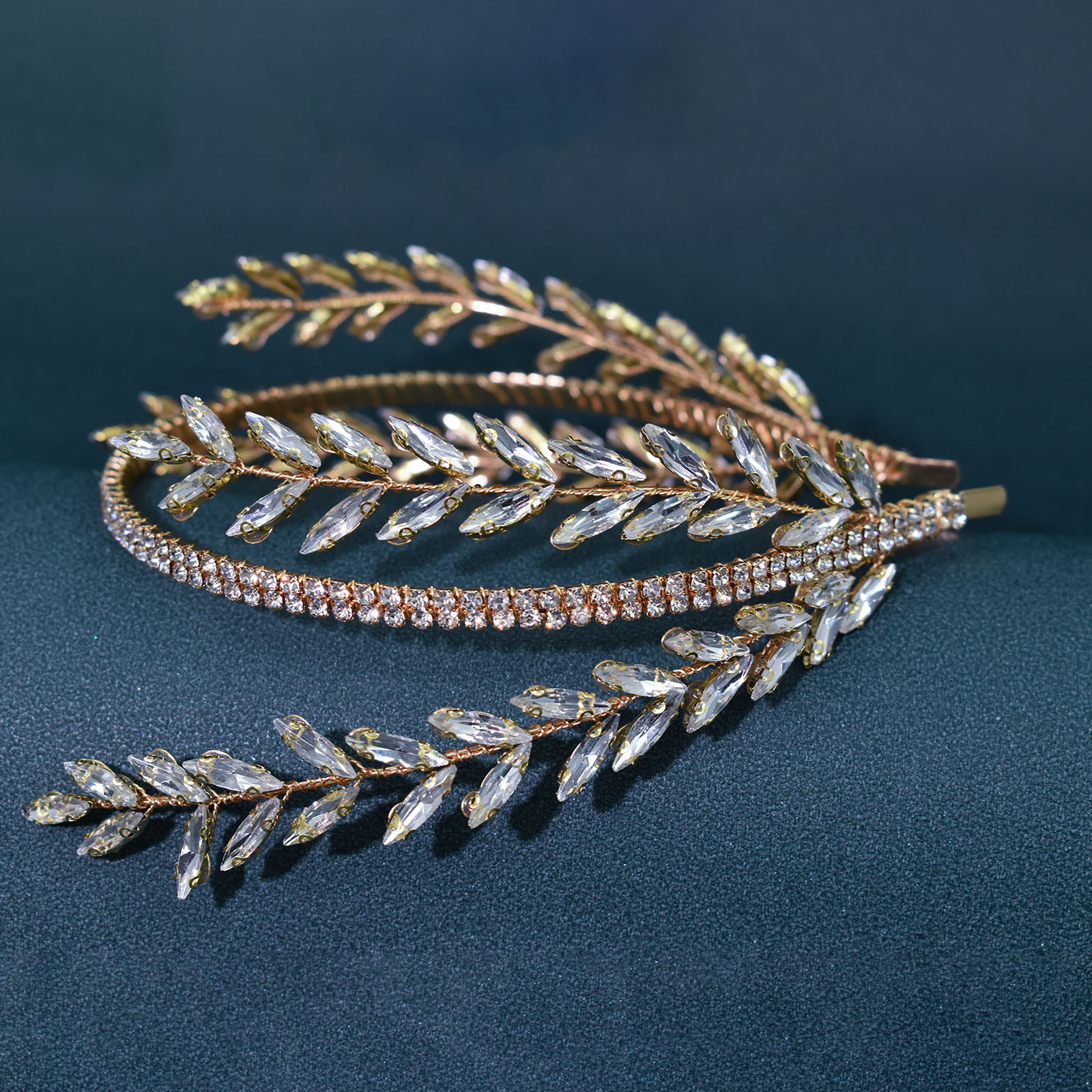 450g Weight Hair Band, Party Headpieces Hair Accessories Type 1 Piece Quantity Holiday, Wedding Occasion Rhinestone Material Leaf Pattern Women's Gender Handmade Design Original Design Style Women's Original Design Leaf Rhinestone Handmade Hair Band Party Headpieces 11