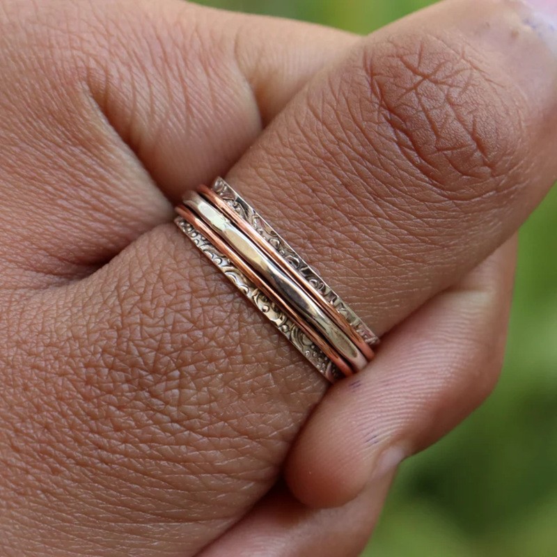 Bangjie Retro Casual Style Two-color Fashion Stylish Ring Boho Women's Ring Party Gift