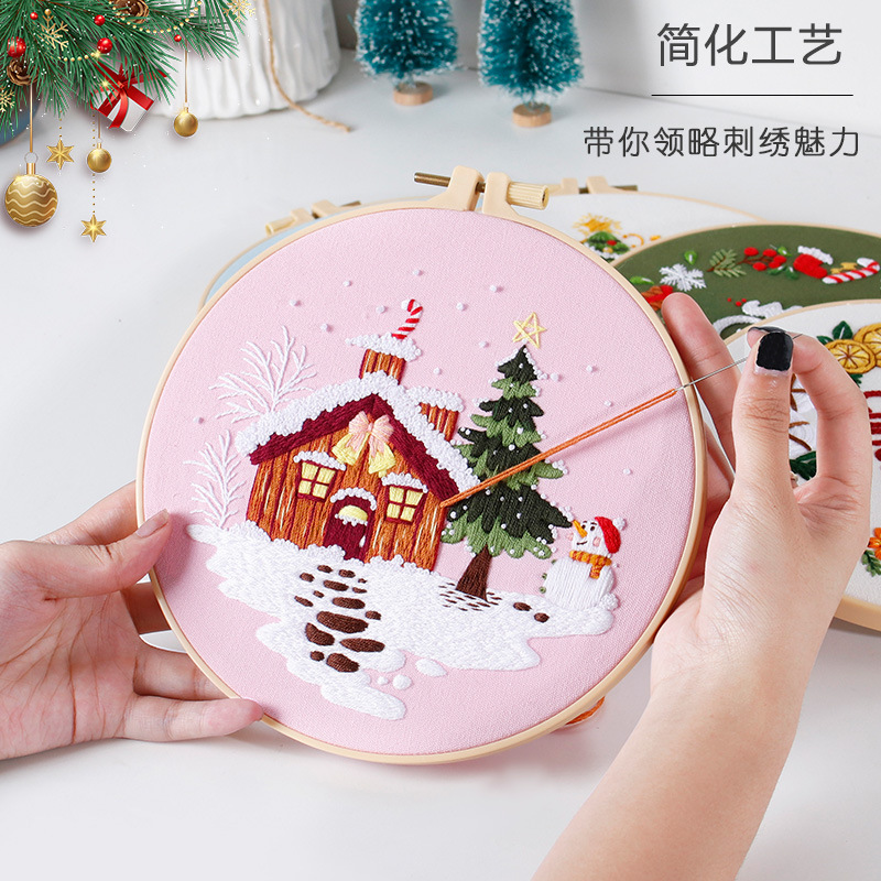 2023 Navidad nuevo original bordado a mano DIY material paquete Feliz Navidad árbol regalo Alce Inglés