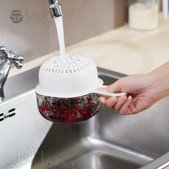 ハンドル付き二層式フルーツ洗い器、リビング用水切りかご、精巧な小型フルーツプレート、水切りかご、キッチン家庭用新作収納
