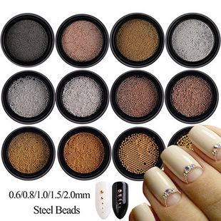 Nail steel ball jewelry 0.6/0.8/1/1.5/2mm gold and silver high quality steel ball solid color small steel ball nail decoration