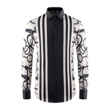 新款跨境欧美风格3D数码印花男式开衫长袖潮流衬衫大码男装4017