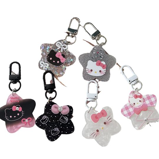 Sweet cool y2k girl heart pink five-pointed star KT cat keychain ins all-match schoolbag pendant couple gift wholesale