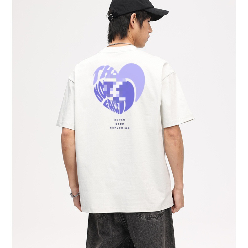 2025夏北家新作ソロナアイスフィールコットン通気性高品質トレンドブランドハート型半袖Tシャツ|undefined
