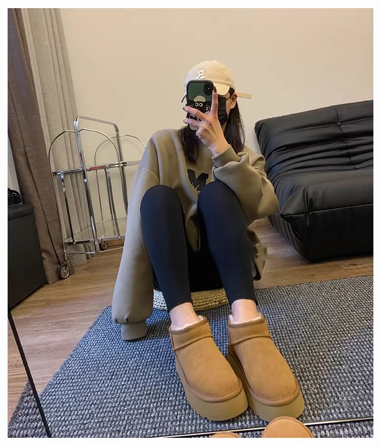 Women's Fur Lined Ankle Boots With Thick Platform Sole_voghion.com