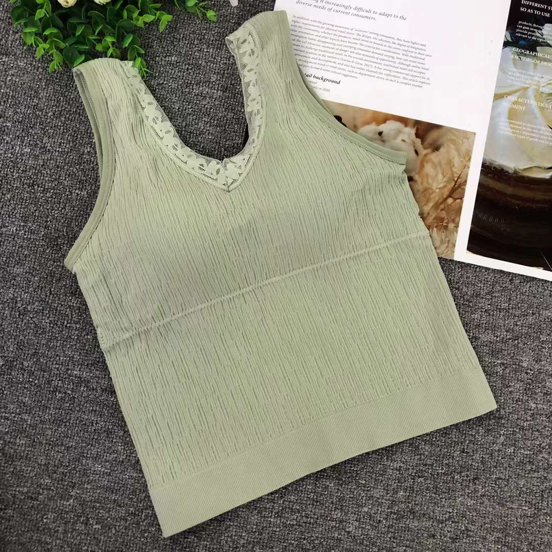Nuevo chaleco sin costuras de alta elasticidad de alta calidad de mujer sin anillo de acero de encaje sujetador ropa interior deportiva mujer al por mayor