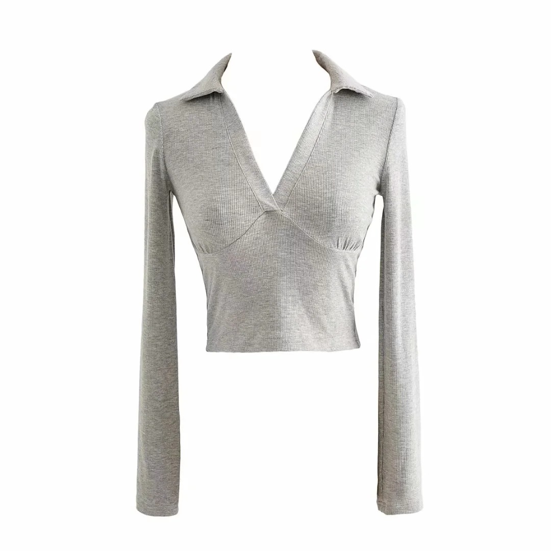 Polo collar cross long sleeve t-shirt NSAC31336