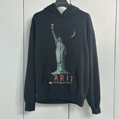 パリのb家の高バージョンの経典の彫像のプリントのパーカーの中の毛の輪のゆったりしているOSの版型のパーカーのパーカー