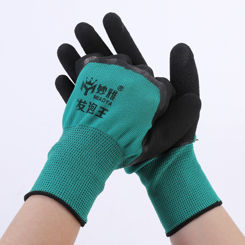 Guantes de nitrilo N518 guantes de caucho resistente al desgaste de nylon para la protección del sitio de construcción con guantes de goma